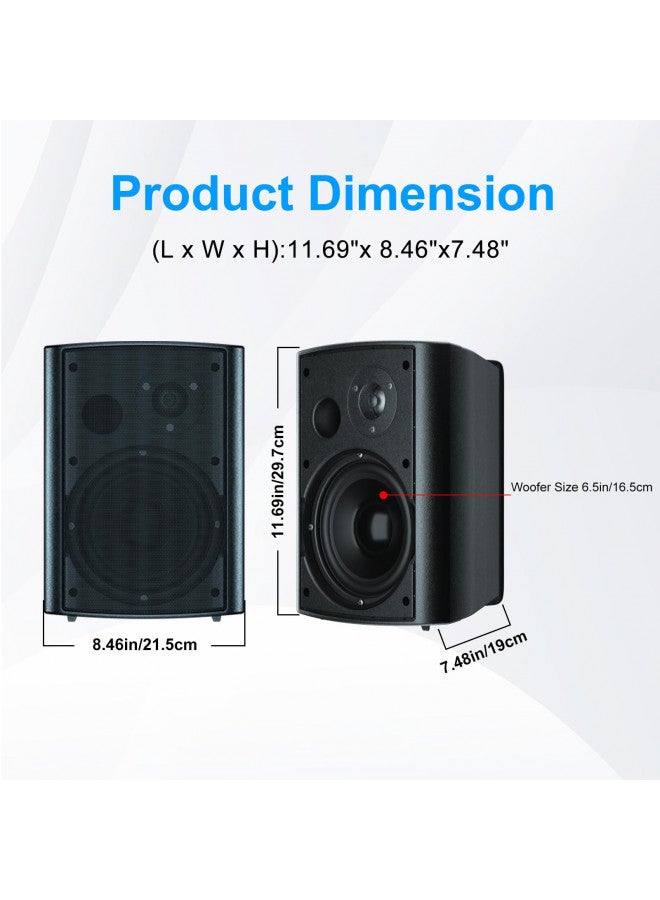 Herdio 6.5 Inches Outdoor Speakers Wired Waterproof Passive,Wall Mount Speakers with 800 Watts Powerful Bass for Home Patio Garden Covered Deck,All-Weather Durability,Black(2 Pairs) - Image 4