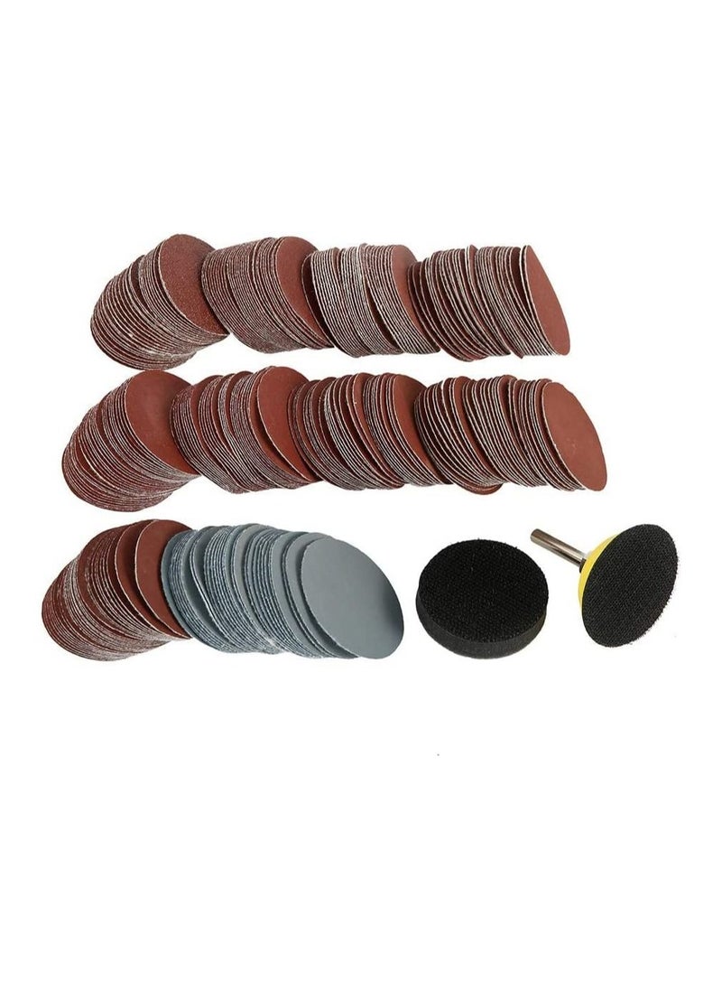 300 Pcs Sanding Discs Pads 50 mm Hook and Loop Pads with a Quarter inch Shank Backing Pad and Foam Buffering Pad