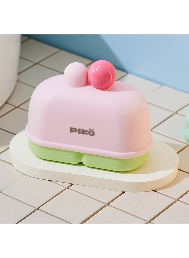 1pcs Cake Shaped Travel Soap Box, Portable Soap Holder Dish, Double-Layer Water And Fertilizer Soap Holder,Travel Soap Case With Lid，For Camping Essentials, Hiking, Travel Size Toiletries - Image 2
