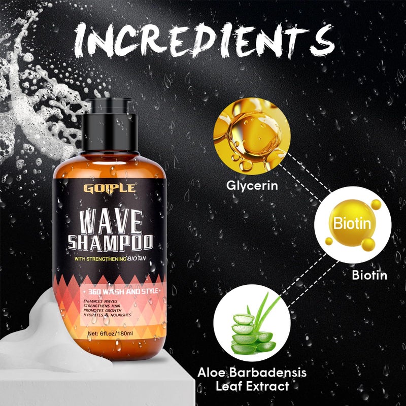Goiple 360 Waves Wash Shampoo -Wave Shampoo for Black Men 360 Wave Shampoo Hydration Shampoo Enhance Waves Shampoo Strenghtens Hair Promote Growth Wave Shampoo Easy Wash Hydrate (6 FL OZ) - Image 3