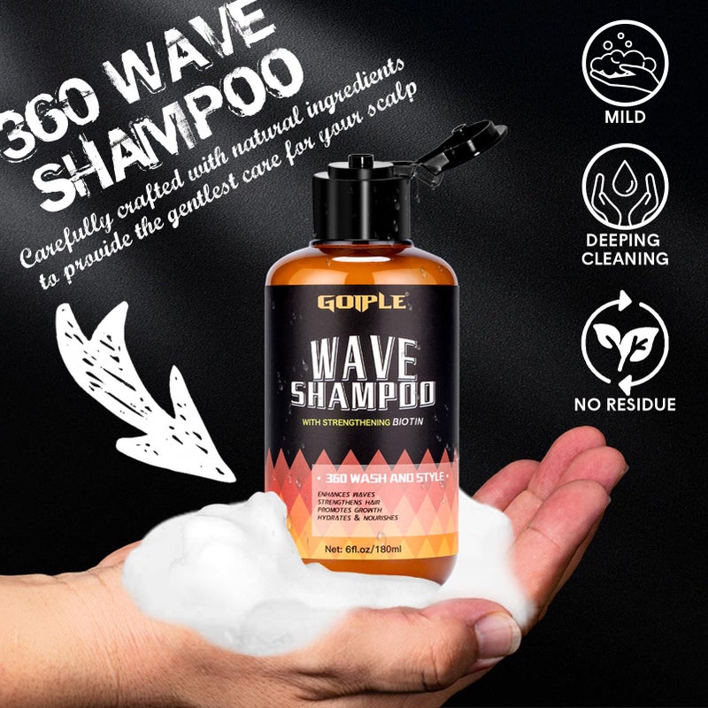 Goiple 360 Waves Wash Shampoo -Wave Shampoo for Black Men 360 Wave Shampoo Hydration Shampoo Enhance Waves Shampoo Strenghtens Hair Promote Growth Wave Shampoo Easy Wash Hydrate (6 FL OZ) - Image 5