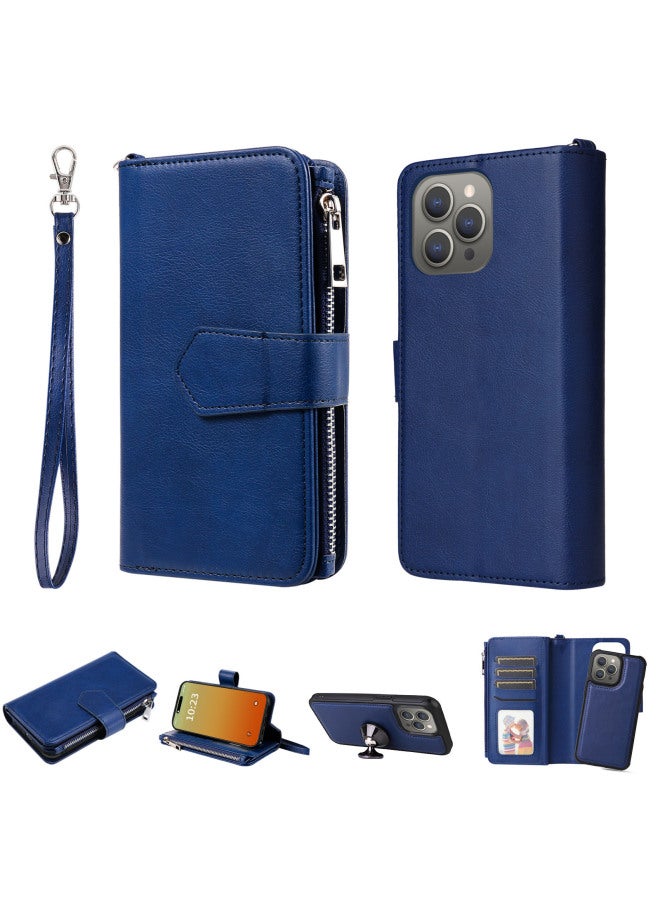 Split Leather Case For Iphone 16 Phone Case 14 PROMAX13 Strong Magnetic Zipper Wallet 15 Two In One XsMax-Color:Red-Applicable Model:For Iphone 15PROMAX