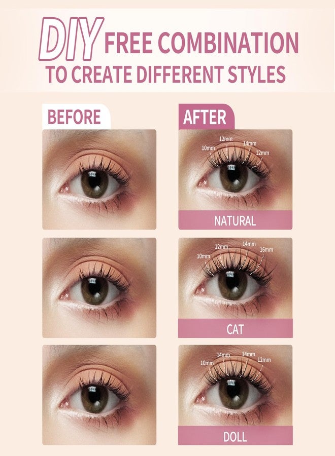 SIMER Lash Clusters D Curl 10-16mm Mixed DIY Eyelash Extensions 80PCS Cluster Lashes Individual Eyelash Reusable Wispy Natural Lash Extensions DIY at Home, Hyacinth - Image 4