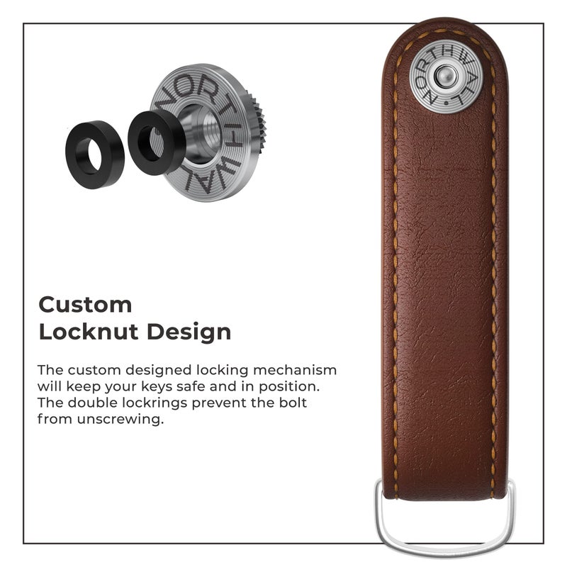 Northwall Leather Key Organizer â€“ Minimalist Pocket Key Holder for Men and Women â€“ Holds Up to 7 Keys with Secure Locking Mechanismâ€“ Durable Vegetable Tanned Leather Keychain Accessory Brown - Image 3