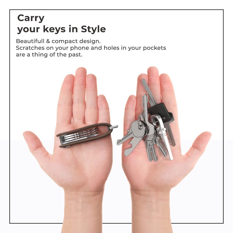 Northwall Leather Key Organizer â€“ Minimalist Pocket Key Holder for Men and Women â€“ Holds Up to 7 Keys with Secure Locking Mechanismâ€“ Durable Vegetable Tanned Leather Keychain Accessory Brown - Image 4
