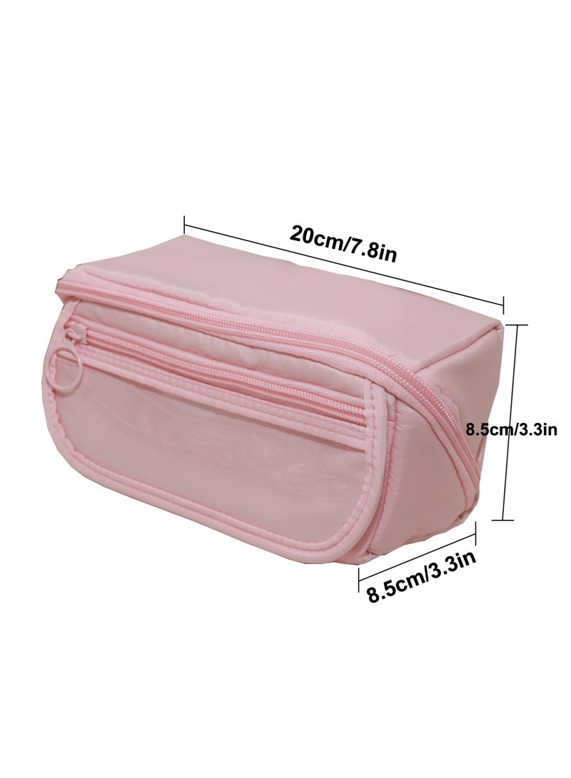 Big Capacity Pencil Pen Case, Pen Case Office College School Large Storage High Capacity Bag Pouch Holder Box Organizer Light, Fashionable pencil case for boys and girls (Pink) - Image 2