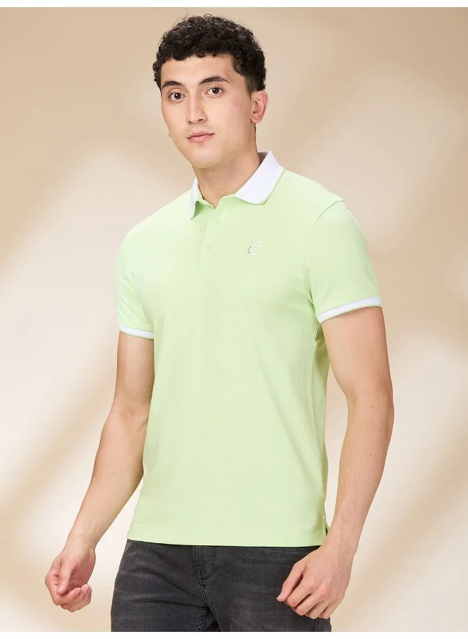 بيينغ هيومان Mens Paper Mint Polo Collar Short Sleeve Polo T-Shirt