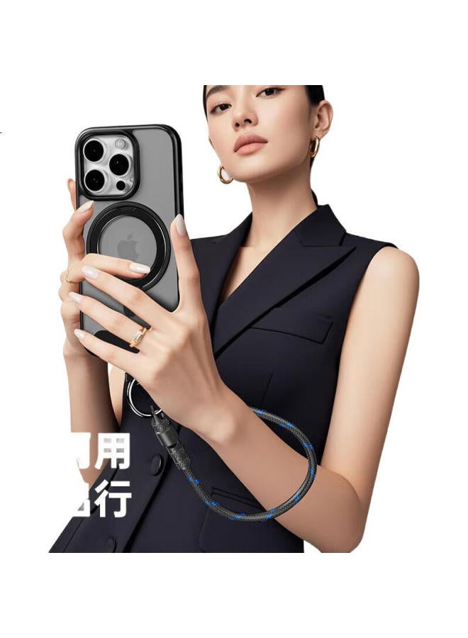 Rock Phone Lanyard Charging Cable Apple Data Cable Two-In-One Double Type-C 60W Fast Charge Iphone 16/15 Tablet Notebook Huawei Mate 70 Honor 30Cm Black - Image 3