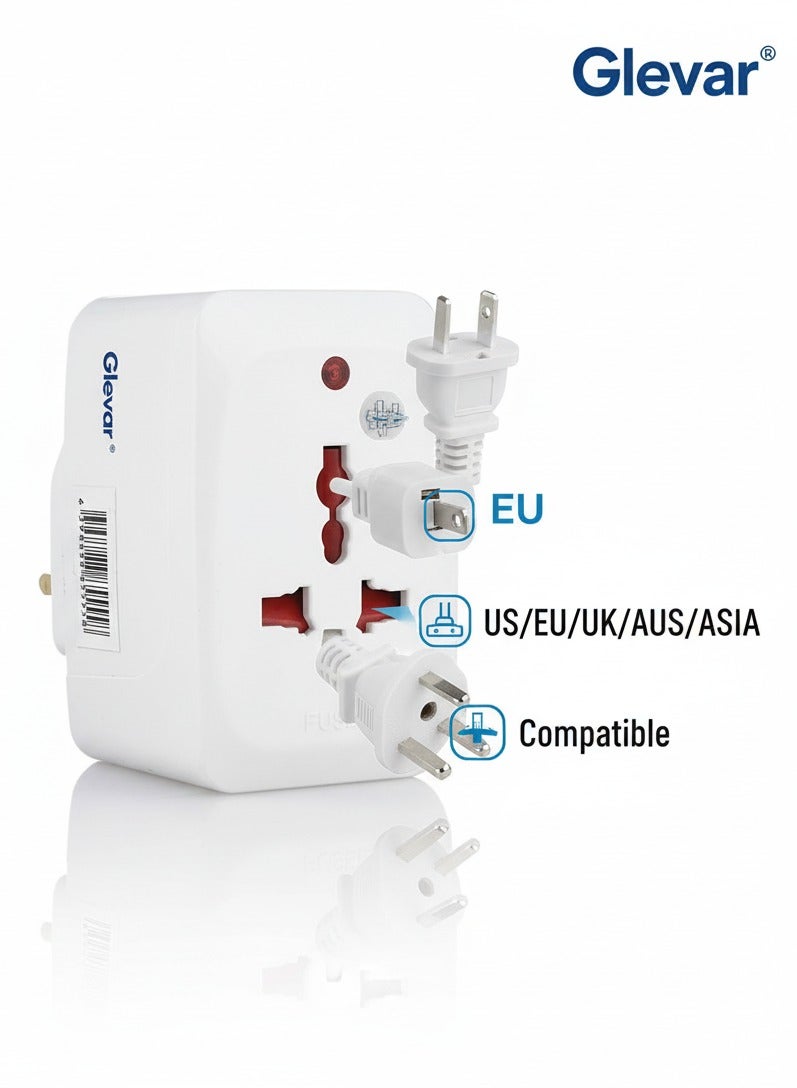 جليفار وصلة تمديد متعددة المقابس بثلاثة اتجاهات - محول طاقة عالمي بمنافذ متعددة - مثالي لمكتب العمل، وطاولة المطبخ، والإضاءة الداخلية، والتلفزيون، والكمبيوتر المحمول، وماكينة الحلاقة - محول قابس موفر للمساحة - Image 2