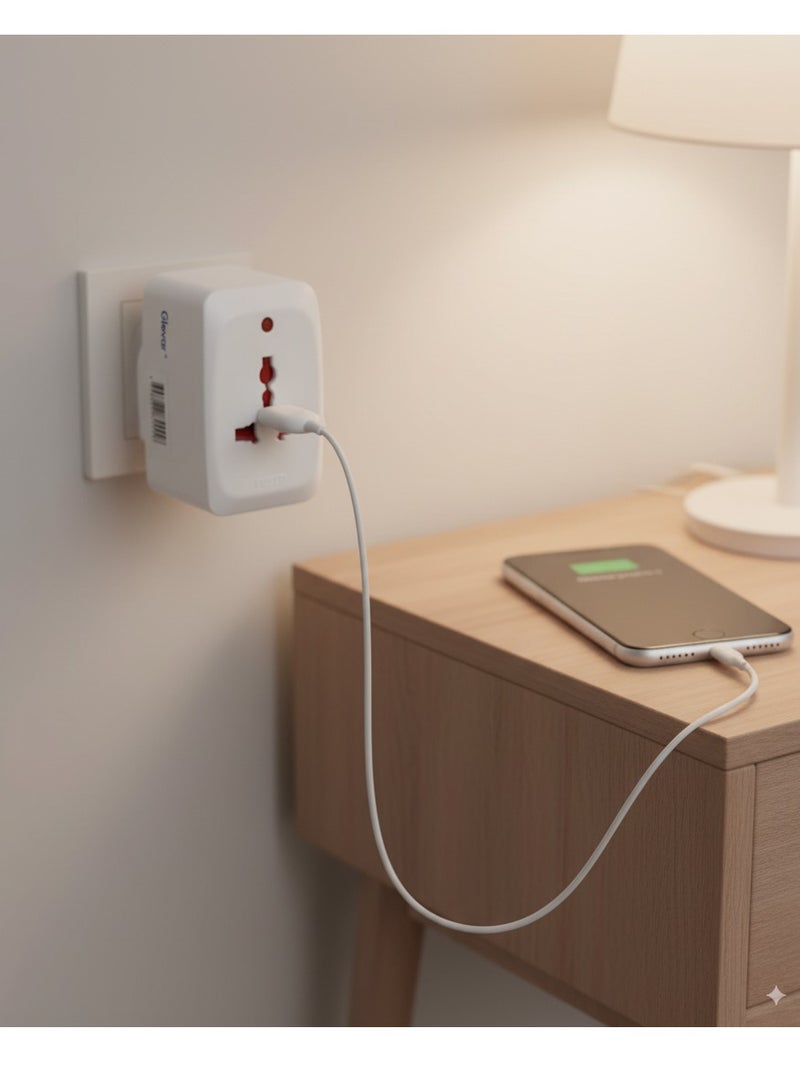 جليفار وصلة تمديد متعددة المقابس بثلاثة اتجاهات - محول طاقة عالمي بمنافذ متعددة - مثالي لمكتب العمل، وطاولة المطبخ، والإضاءة الداخلية، والتلفزيون، والكمبيوتر المحمول، وماكينة الحلاقة - محول قابس موفر للمساحة - Image 4