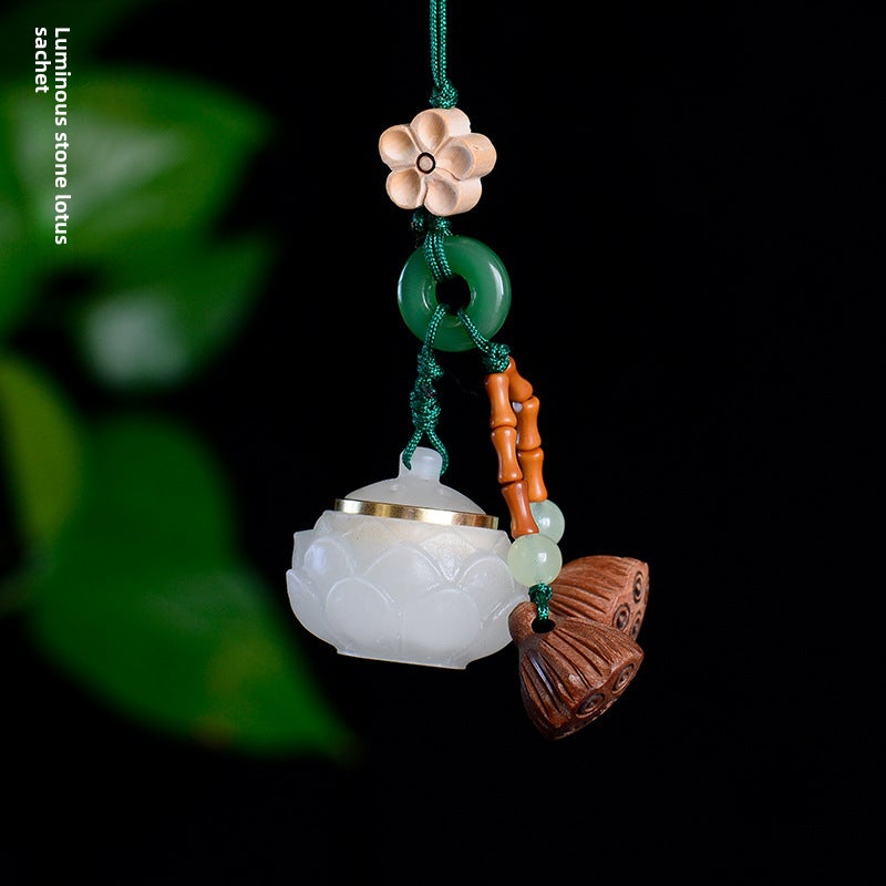 Luminous Hollow Fragrance Sachet Pixiu Phone Chain Retro Green Tan Pendant 8. Luminous Stone Lotus (String Plum Blossom) Fragrant Pills