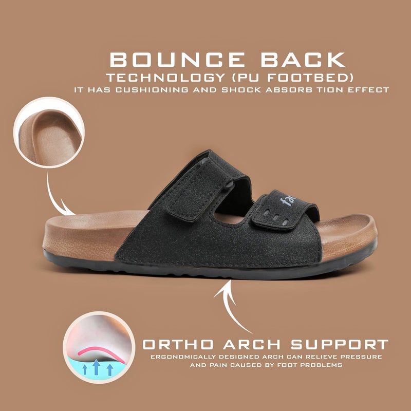 Face صنادل سوداء مع دعم للقوس للرجال - Image 1