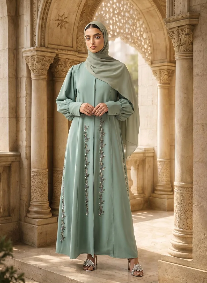hayas closet Embellished Abaya With Sheila