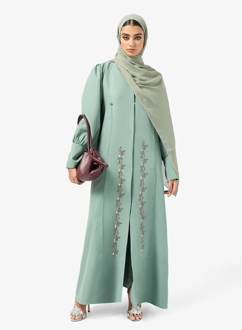 hayas closet Embellished Abaya With Sheila