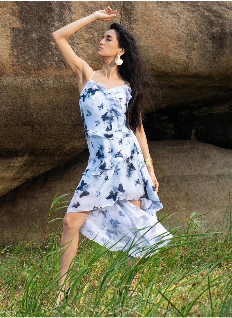 PINACOLADA Women's Navy Blue Blurry Butterfly Dress