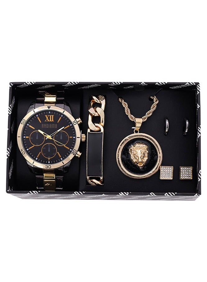 ANDIAMO Men's Analog Metal Case Black Dial Dual colour Set Watch 