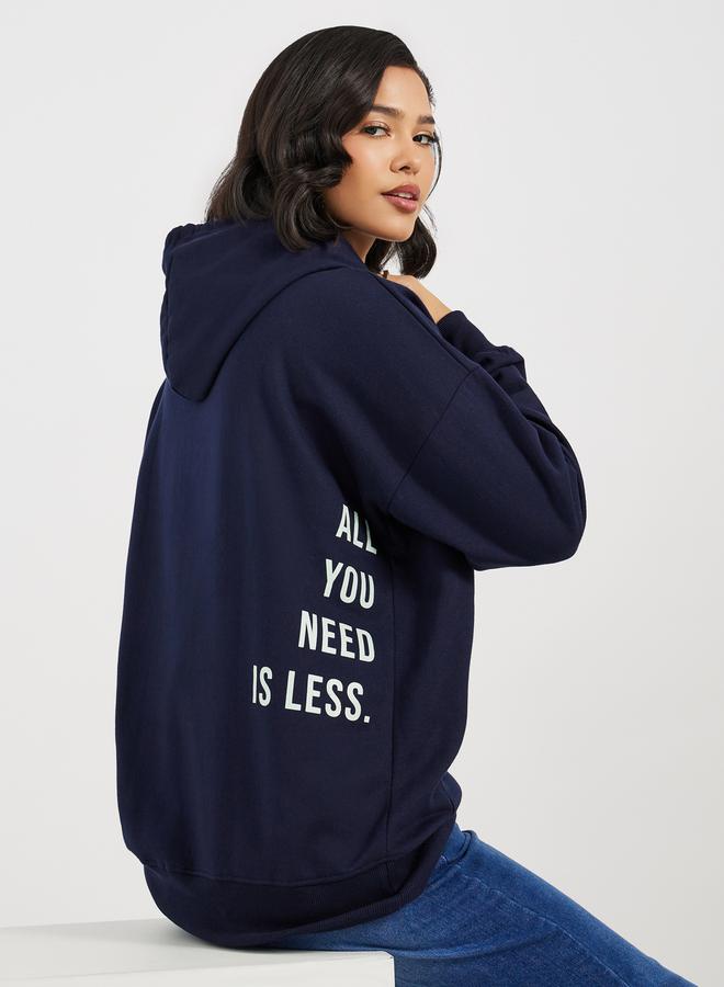 Styli Oversized Longline Back Slogan Hoodie - Image 3
