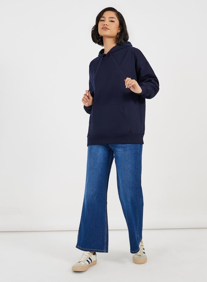 Styli Oversized Longline Back Slogan Hoodie - Image 2