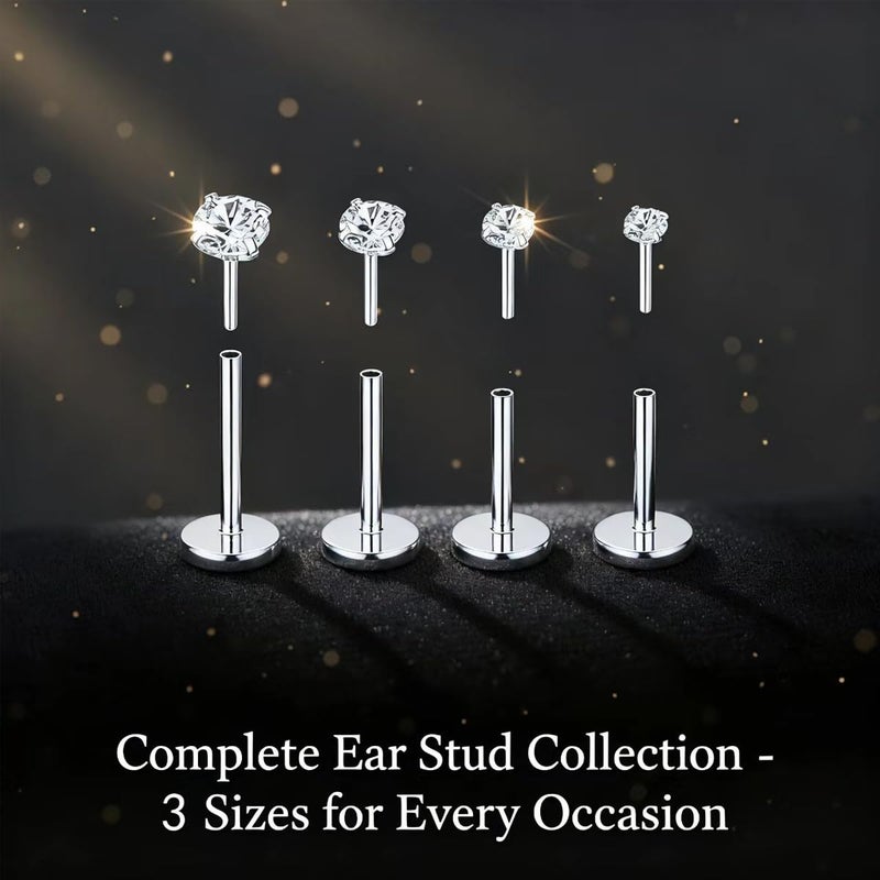 Purbeaut 18G Threadless Flat Back Nose Studs, Women Men, Hypoallergenic Nose Rings, Nose Nostril Tragus Helix Piercing Jewelry, Jewelry for Women Gifts - Image 5