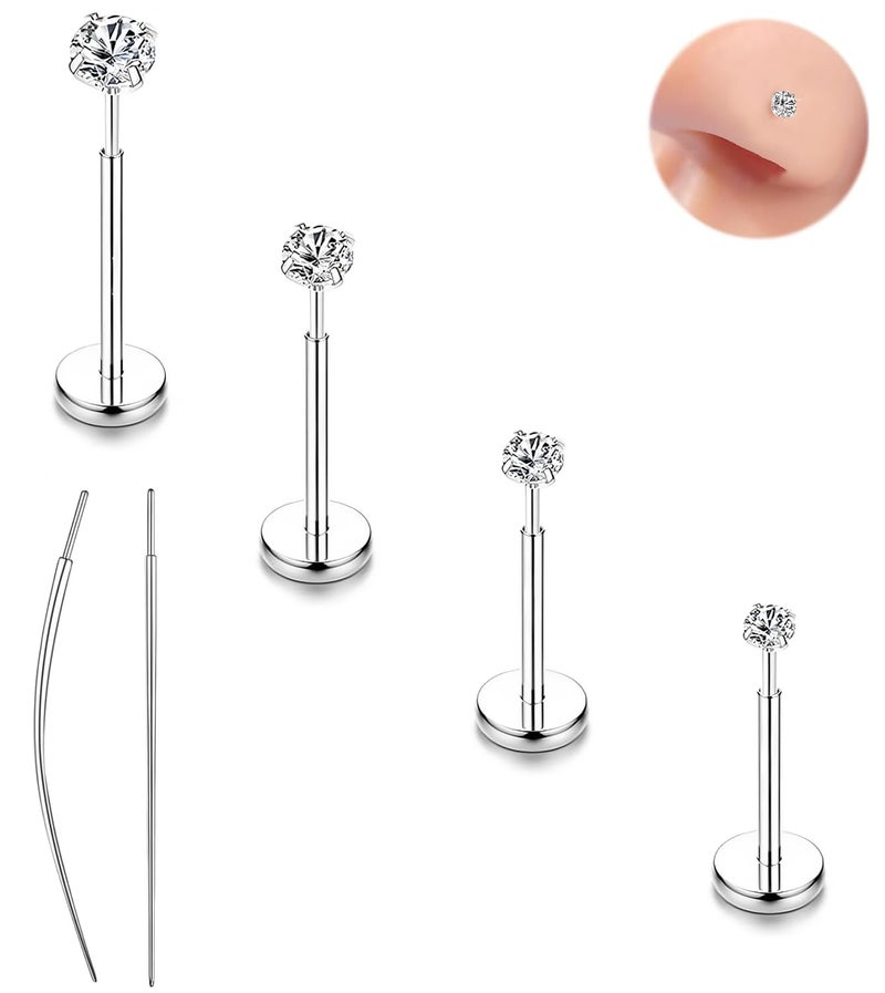 Purbeaut 18G Threadless Flat Back Nose Studs, Women Men, Hypoallergenic Nose Rings, Nose Nostril Tragus Helix Piercing Jewelry, Jewelry for Women Gifts - Image 1