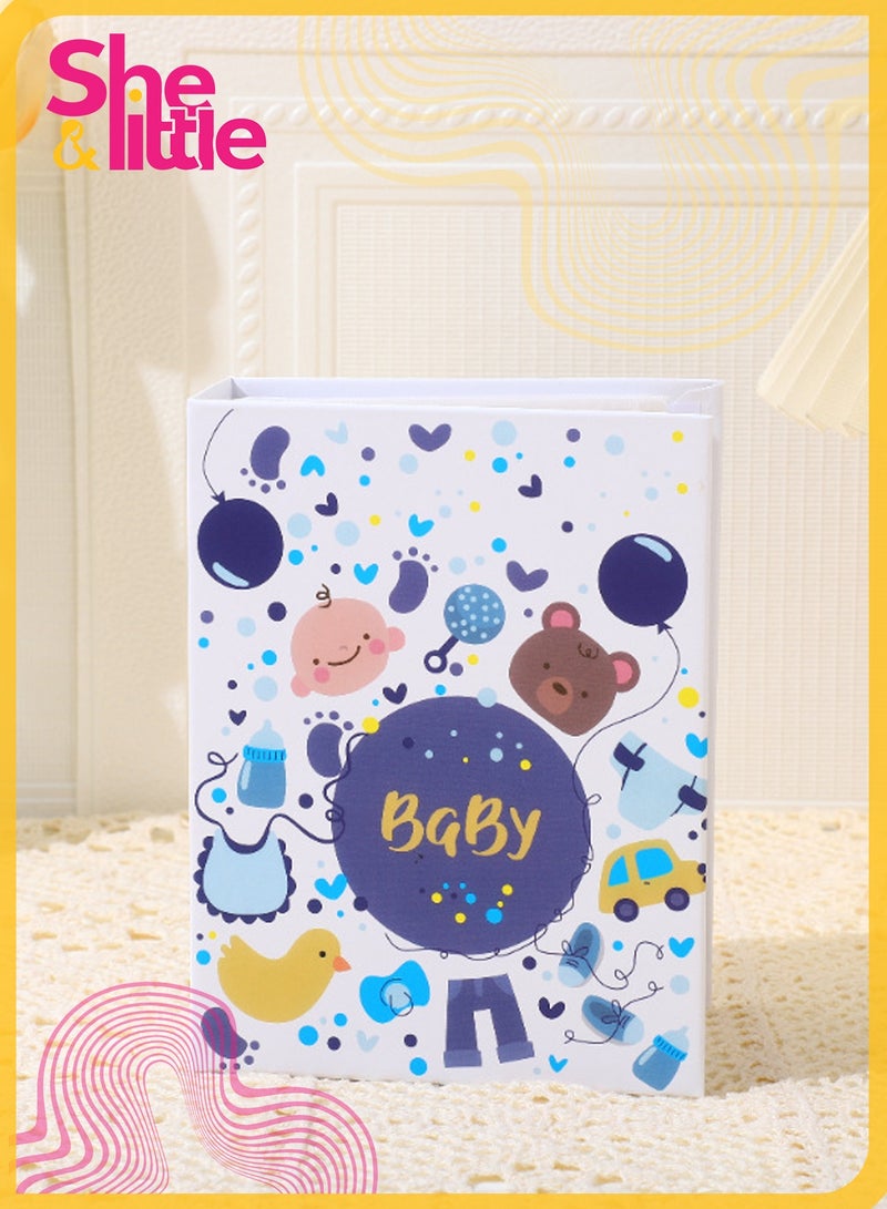 She&Little Baby Photo Album Mini Slide-In Photo Album Holds 100 Photos, Portable Small Family Memory Book for Baby Boy, Travel and Birthday Gift（Blue）  - Image 1