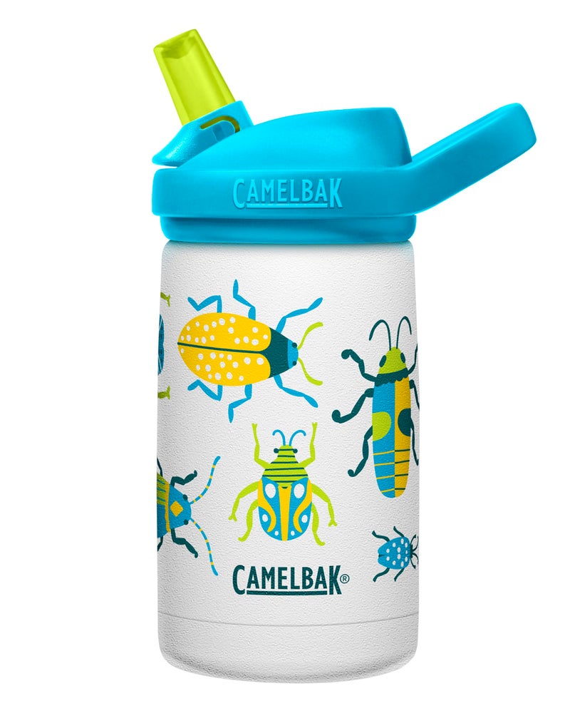 CAMELBAK زجاجة ماء للأطفال من كاملباك إيدي+ مع قشة، فولاذ مقاوم للصدأ معزول - مانعة للتسرب عند الإغلاق، 12 أونصة، حشرات! - Image 1