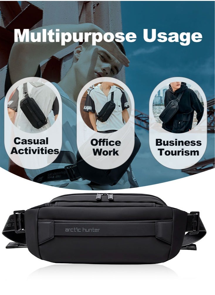 ARCTIC HUNTER - Lightweight Waist Money Bag for Men and Women,Crossbody Shoulder Bag Pack,Belt Bag for Travel Walking Running Hiking Cycling, Black - Image 1