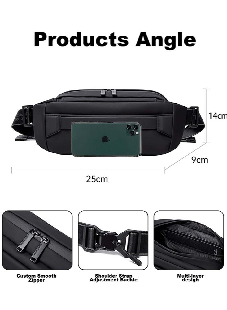 ARCTIC HUNTER - Lightweight Waist Money Bag for Men and Women,Crossbody Shoulder Bag Pack,Belt Bag for Travel Walking Running Hiking Cycling, Black - Image 1
