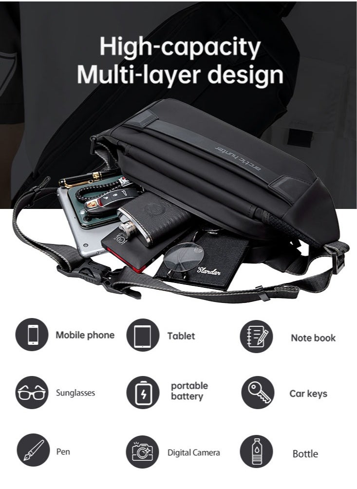 ARCTIC HUNTER - Lightweight Waist Money Bag for Men and Women,Crossbody Shoulder Bag Pack,Belt Bag for Travel Walking Running Hiking Cycling, Black - Image 1