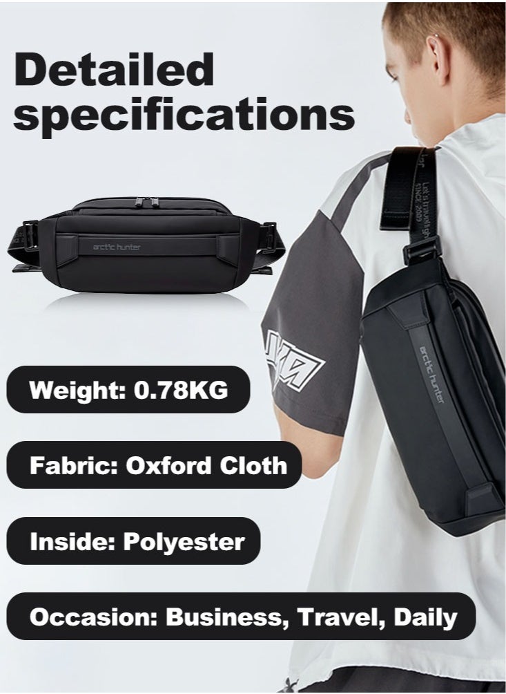 ARCTIC HUNTER - Lightweight Waist Money Bag for Men and Women,Crossbody Shoulder Bag Pack,Belt Bag for Travel Walking Running Hiking Cycling, Black - Image 1