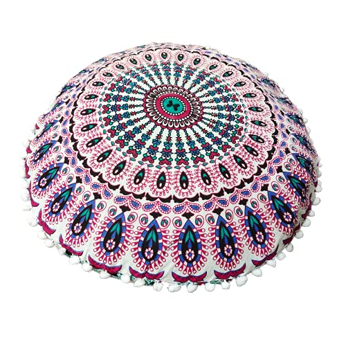 My Dream Carts My Dream Carts 22 Inch Floor Pillows Cover Only  Cushion Covers Seating Seat Throw Round Meditation Pillowcase Hippie Decor Ottoman Boho Mandala Yoga Pouf Cases (22  Pillow Cover  Without Filler) - Image 3
