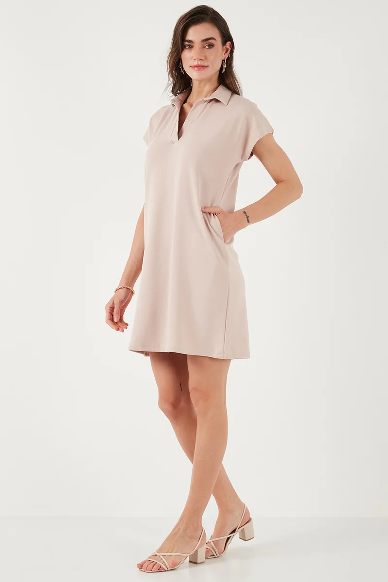 ليلا Regular Fit Polo Neck Mini Dress Women's Dress 5866153