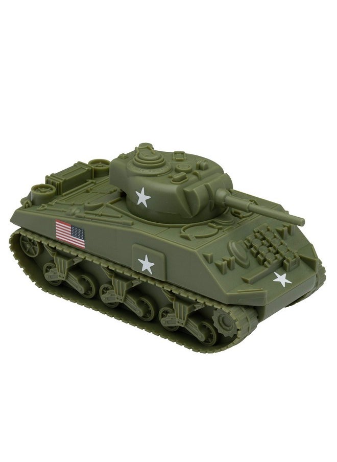 BMC Toys BMC WW2 Sherman M4 Tank - OD Green 1:32 Military Vehicle for Plastic Army Men  - Image 1