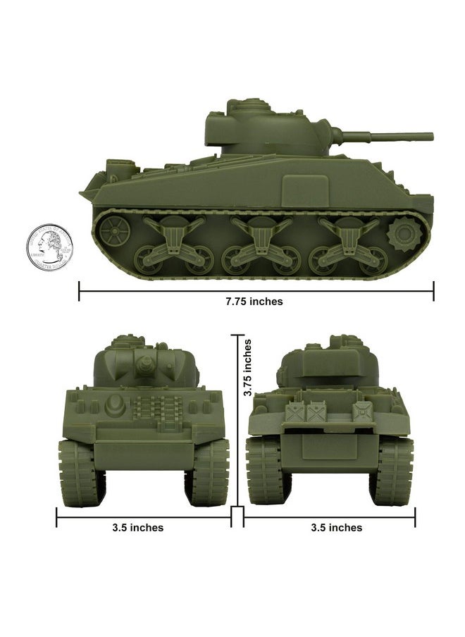 BMC Toys BMC WW2 Sherman M4 Tank - OD Green 1:32 Military Vehicle for Plastic Army Men  - Image 2