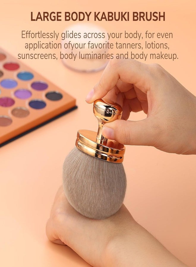 KINGMAS Extra Large Body Makeup Brush for Self Tanner, Self Tan Back Applicator, 66mm Wide-headed Kabuki Brush for Bronzers Blend Self Tanning Applicator, Oval Face Leg Makeup Brush (Rose-Gold) - Image 2