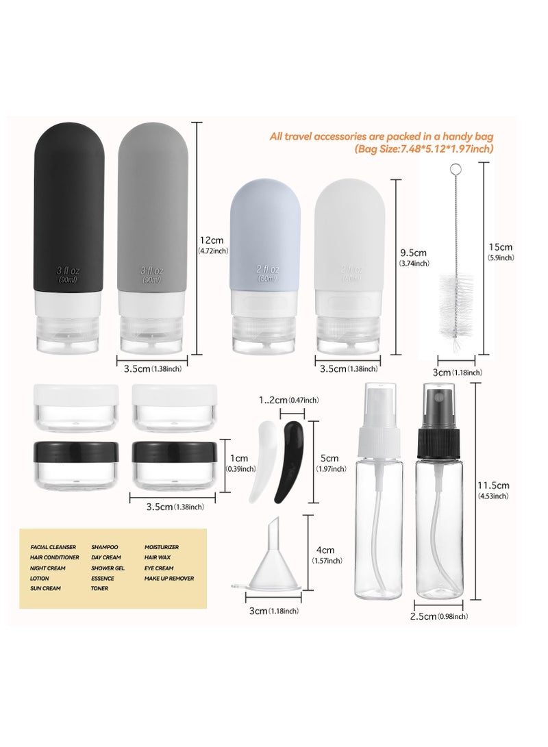 Fanski 16 Pack Travel Bottles Set - TSA Approved Leak Proof Silicone Squeezable Containers for Toiletries, Conditioner, Shampoo, Lotion & Body Wash Accessories - Image 2