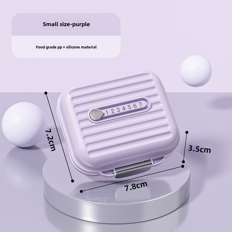 Portable medicine box sub-packing box for seven days a week portable small medicine dispenser sub-grid pill jewelry storage sealed box(Purple trumpet -7 cells) - Image 1