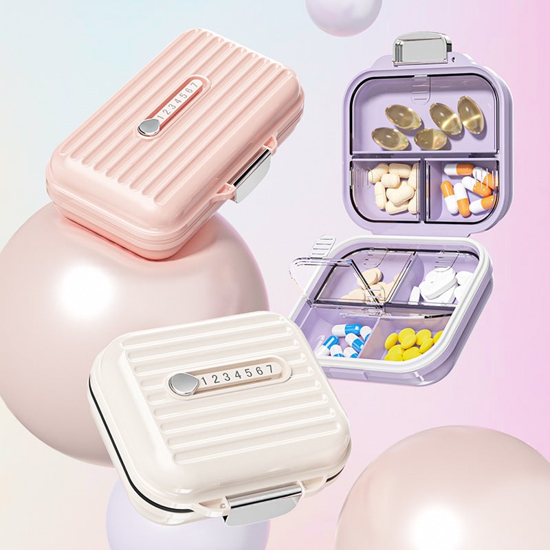 Portable medicine box sub-packing box for seven days a week portable small medicine dispenser sub-grid pill jewelry storage sealed box(Purple trumpet -7 cells) - Image 3