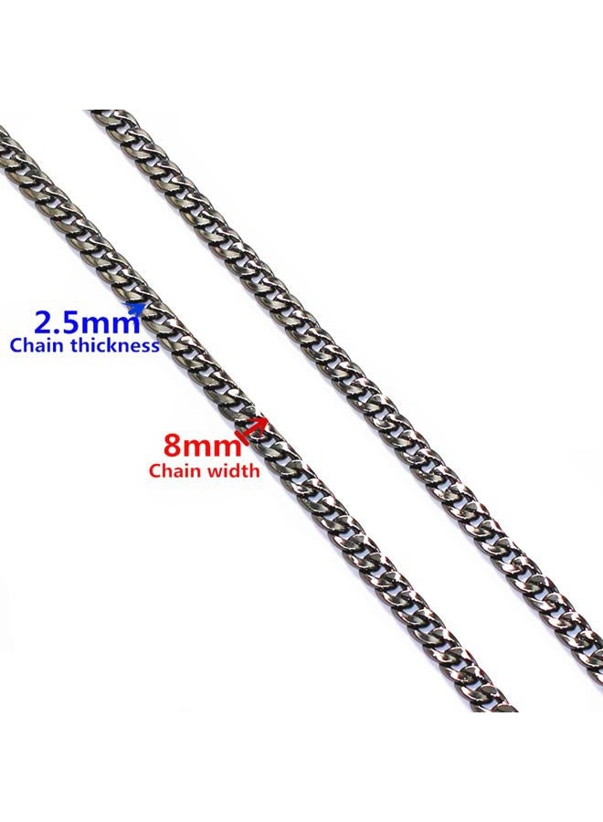 Model Worker DIY Iron Flat Chain Strap Handbag Chains Purse Chain Straps Shoulder Cross Body Replacement Straps with Metal Buckles (31.5", Gun-Black) - Image 3