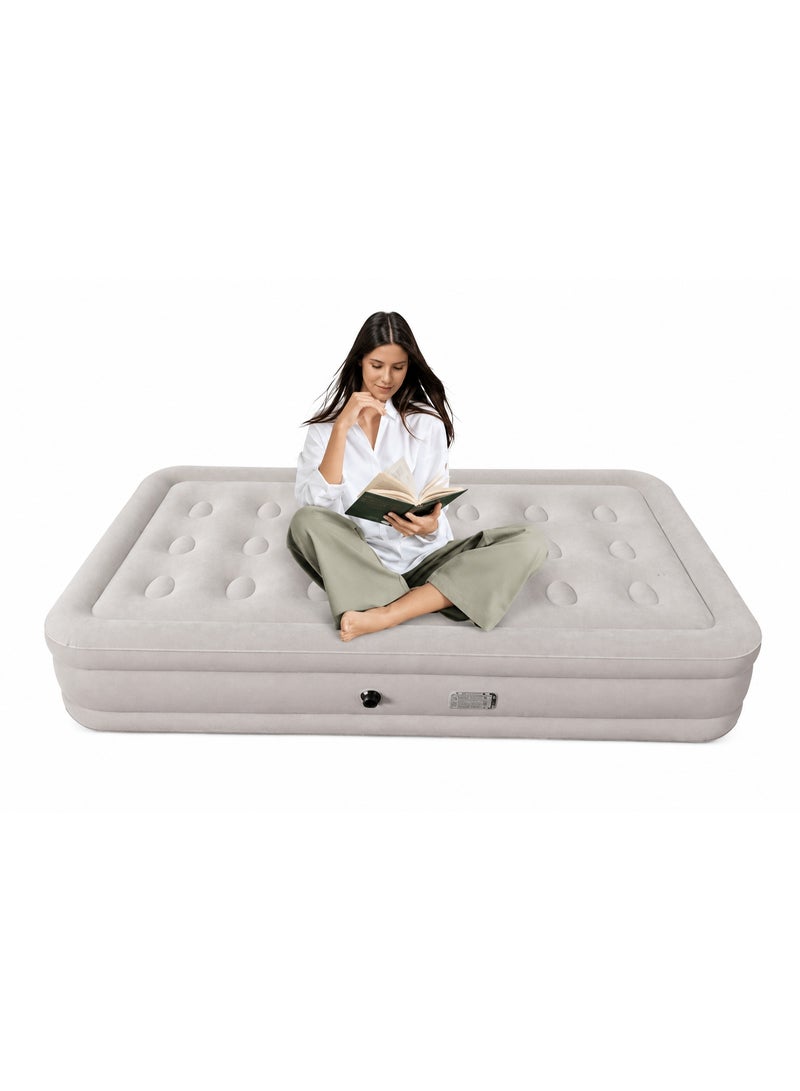 Inflatable Single Air Bed Mattress 198 x 100 x 40 cm with Built-in Electric Air Pump, Portable Raised Blow Up Bed for Home, Guest Room, Camping & Indoor Outdoor Sleeping, Grey - Image 1