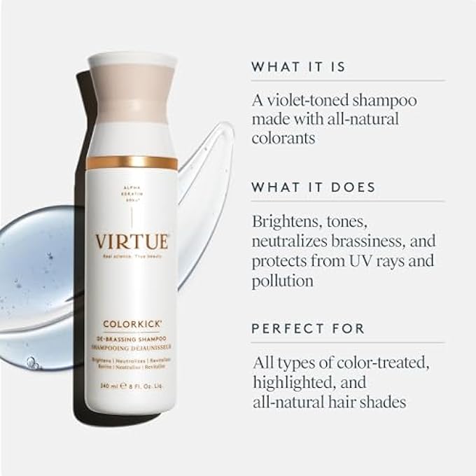 VIRTUE DE-BRASSING SHAMPOO, NATURAL COLOR TONER, BRIGHTENS AND REVITALIZES ALL COLOR-TREATED HAIR, COLORKICK, 8 FL OZ - Image 3