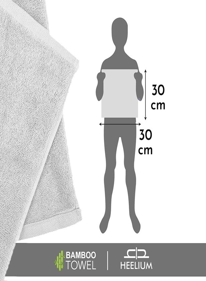 HEELIUM Bamboo Face Towel | Ultra Absorbent & Odour-Free | 3X Softer Than Cotton Towels | 30 x 30 cm - 600 GSM | Pack of 3 - Light Grey, Iris, Peach - Image 2