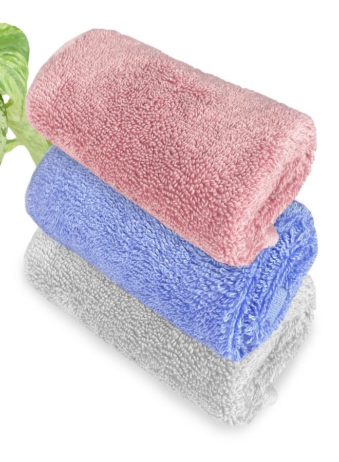 HEELIUM Bamboo Face Towel | Ultra Absorbent & Odour-Free | 3X Softer Than Cotton Towels | 30 x 30 cm - 600 GSM | Pack of 3 - Light Grey, Iris, Peach - Image 1