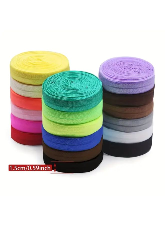 شريط مطاطي قابل للطي قهوة 302 بعرض 1.5 سم وطول 5 ياردات لتزيين الخياطة للأعمال اليدوية - Image 3