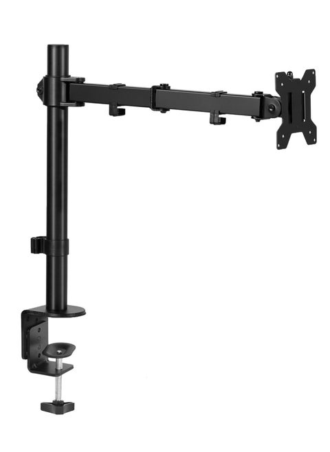 Single Monitor Arm Mount, Desk Mounted Stand, Holds Screens 13 to 38 inch, Full Motion Height Adjustable Stand with C-Clamp and Grommet Base, VESA 75x75mm or 100x100mm