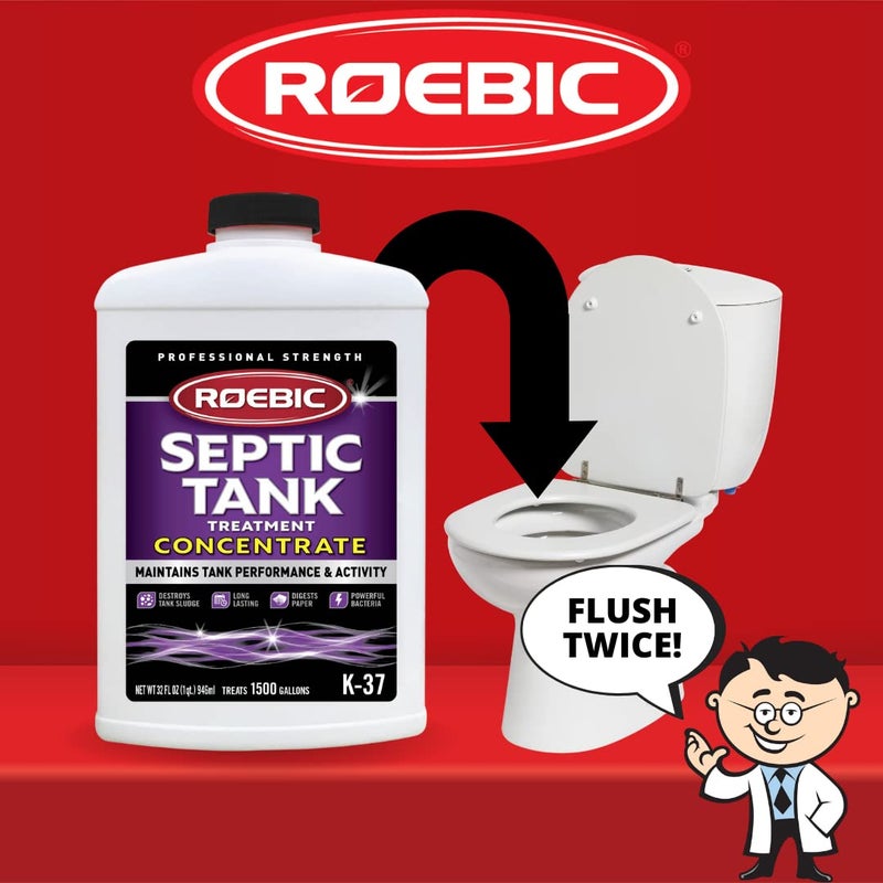 Roebic علاج خزان الصرف الصحي روبيك K-37-Q: يزيل الانسدادات، بكتيريا إنزيمات صديقة للبيئة، آمن للمراحيض، 32 أونصة سائلة - يدوم لمدة سنة، 32 أونصة - Image 2