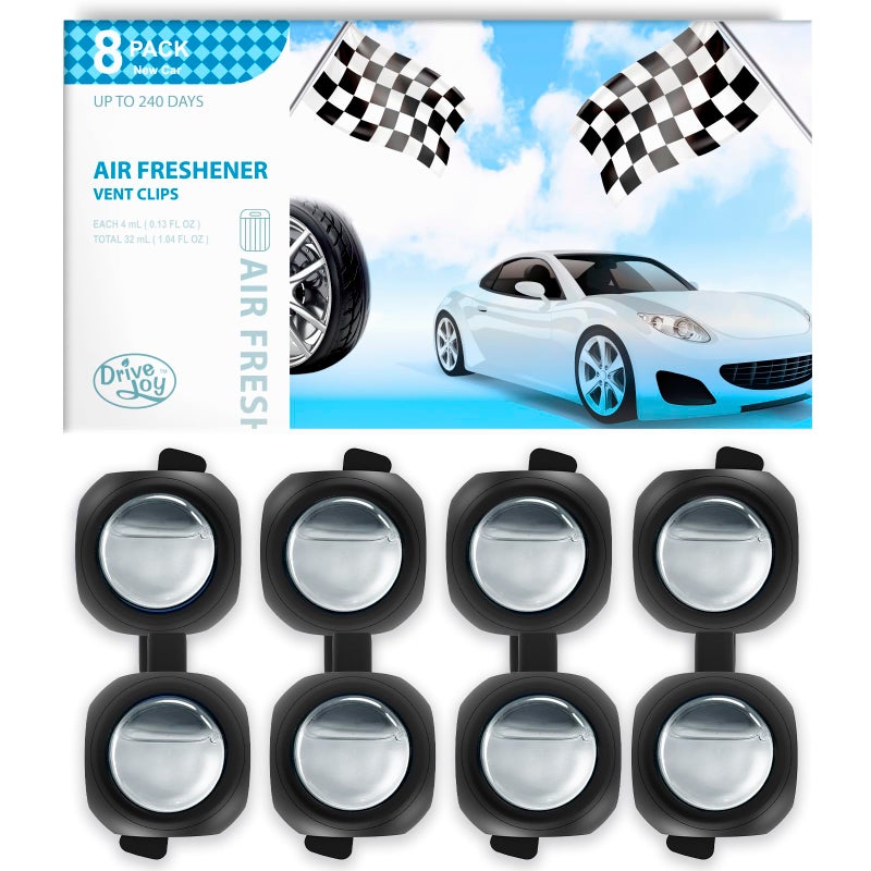 DRIVEJOY Car Air Freshener Vent Clips, 8 Pack, Provides Long-Lasting Scent, Up to 240 Days, Odor Eliminator (New Car Scent) - Image 1