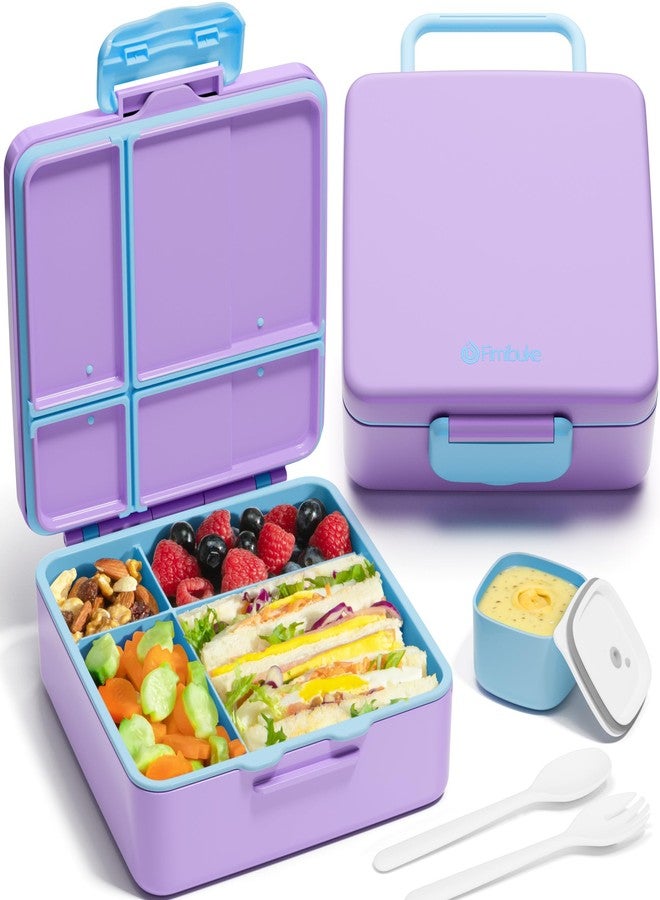 Fimibuke Bento Lunch Box for Kids, Leak Proof Toddler Bento Box with 4 Compartments BPA Free Dishwasher Safe Lunch Container with Utensils, Ideal Portion Sizes for Ages 3-12 Girls Boys for School - Image 1