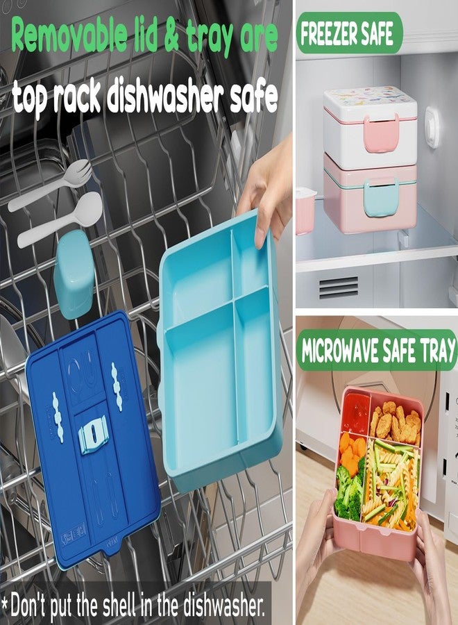 Fimibuke Bento Lunch Box for Kids, Leak Proof Toddler Bento Box with 4 Compartments BPA Free Dishwasher Safe Lunch Container with Utensils, Ideal Portion Sizes for Ages 3-12 Girls Boys for School - Image 5