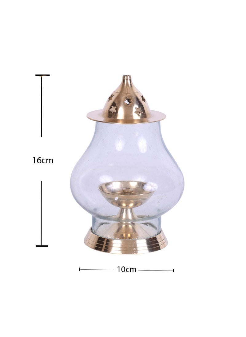 AC ANAND CRAFTS AC ANAND CRAFTS German Silver Decorative Diya Oil Lamp for Pooja Home Decor Purpose 16X10 cm Gold  - Image 3